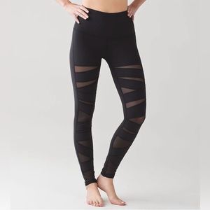 Lululemon Wunder Under Tech Mesh Black Leggings